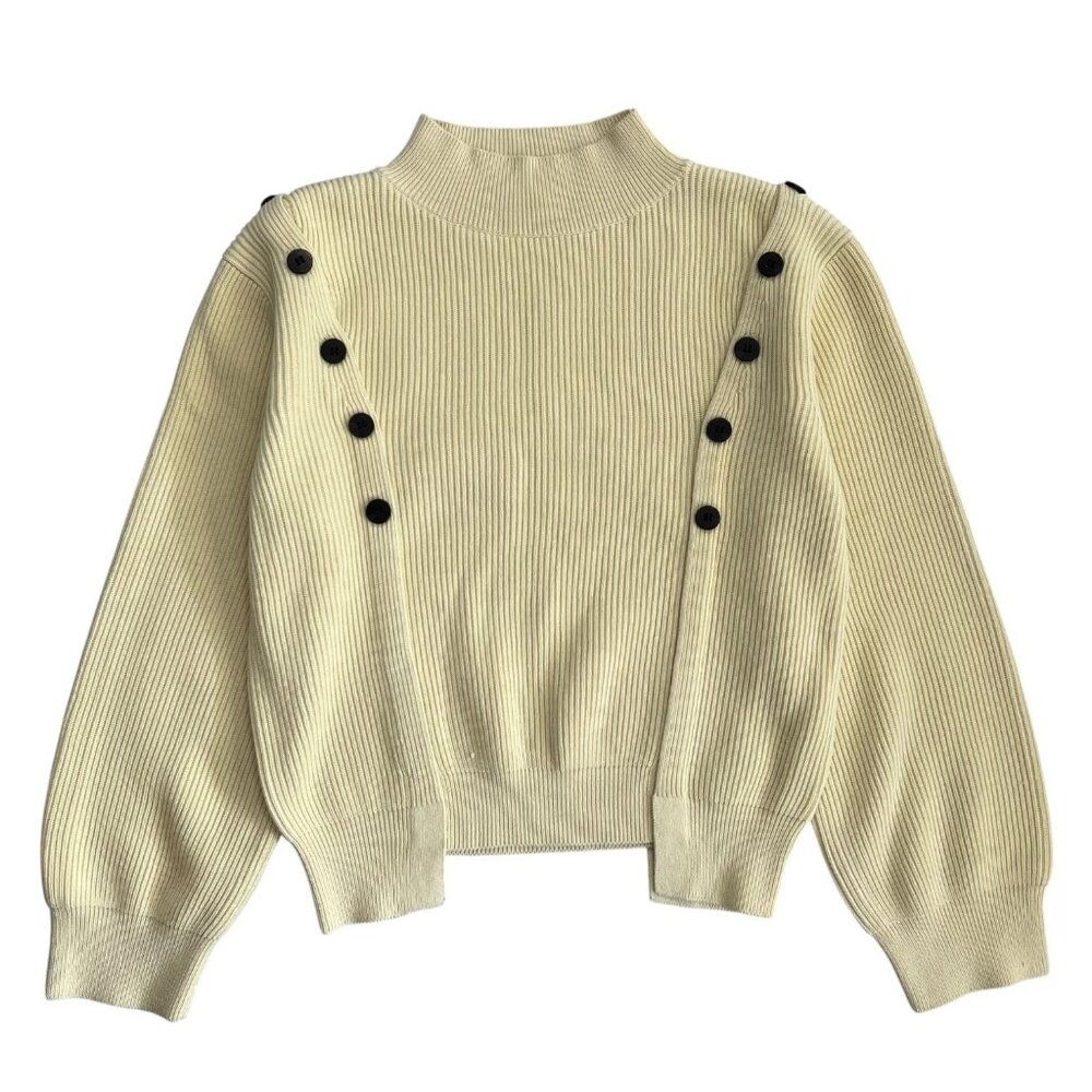 Fray I.D Cotton Cashmere Blend Butter Yellow Sweater S Minimalist Quiet Luxury